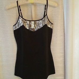 Express black tanktop w silver sequin detail